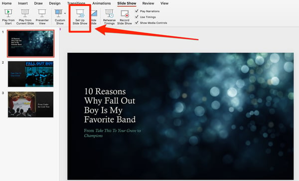 how to loop a powerpoint presentation on ipad